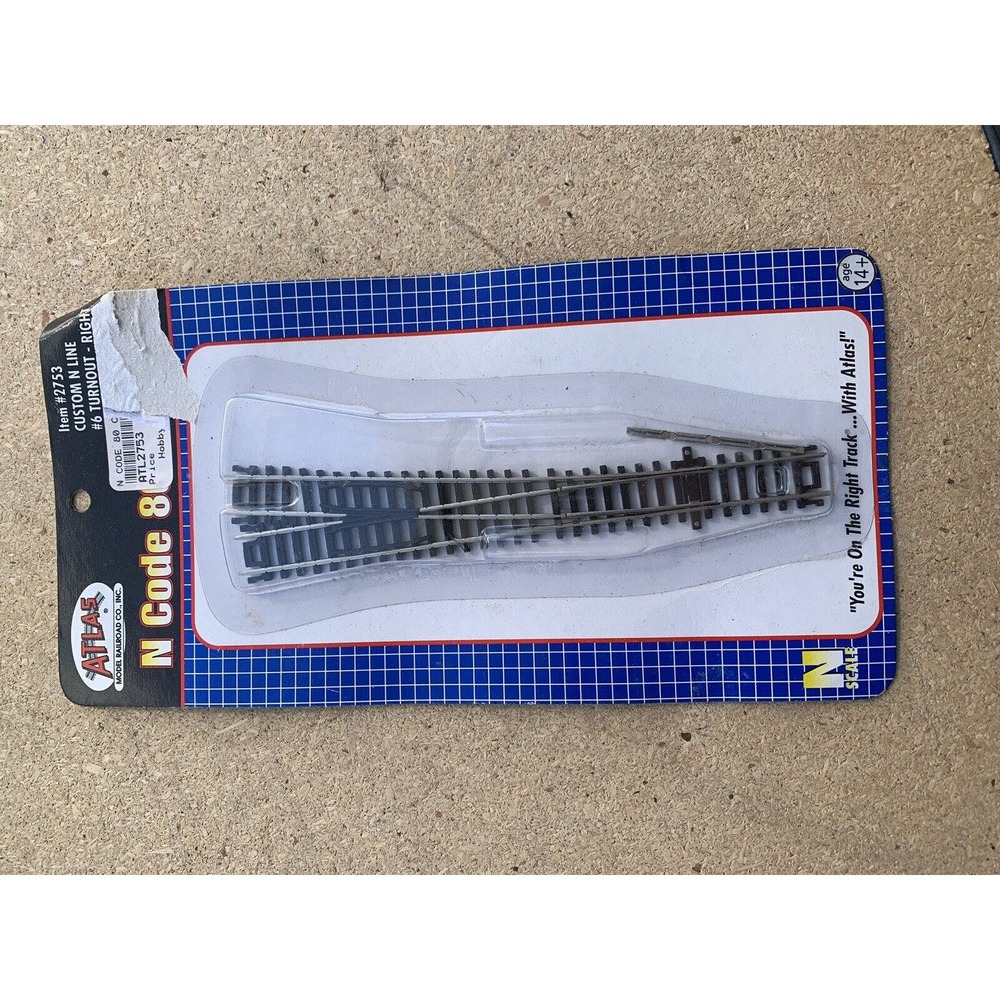 Atlas #2753 Right-Hand #6 Customline Turnout Track - Code 80 Rails - N Scale